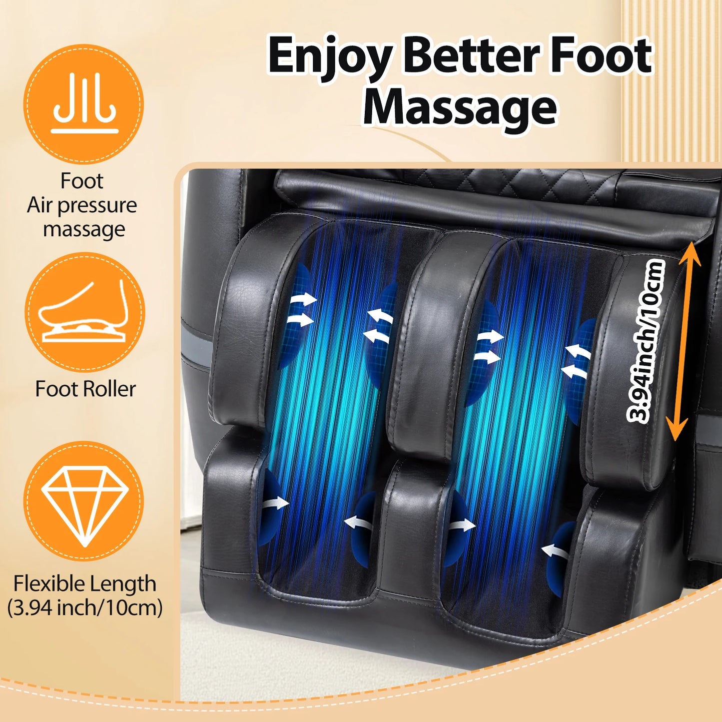 Full Body Zero Gravity Massage Chair, Back, Waist, Hips, Legs, Foot Massage, 10 Rollers Massage, Waist Heating, Lcd Touch Screen