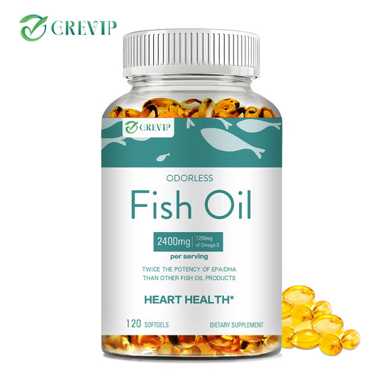 Omega-3 Fish Oil - Relieve Stress, Improves Memory, Supports Brain, Cardiovascular Health, Rich in DHA and EPA - 120 Capsules
