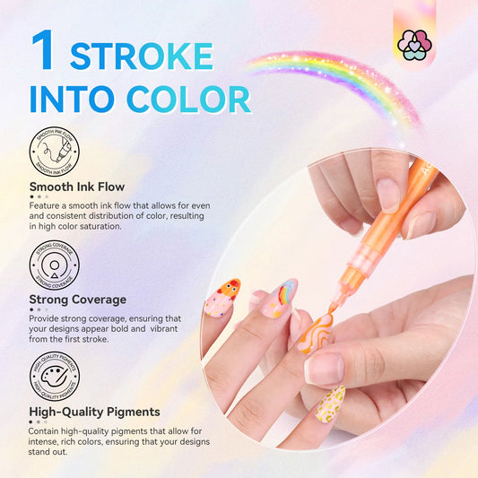 12 Colors Nail Art Pens Set Quick Dry Waterproof Painting Graffiti Acrylic Pen Nail Gel Polish Liner Manicure Tools