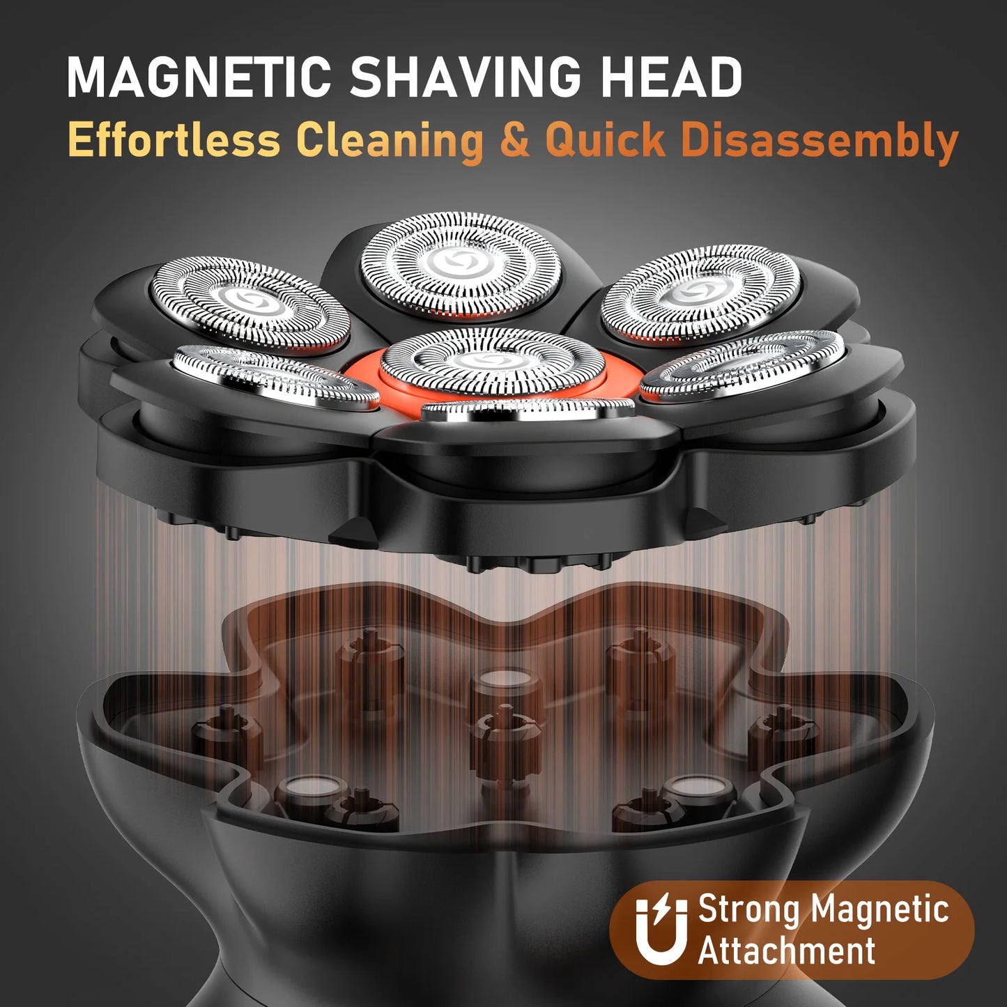 Head Shaver for Bald Men IXP6 Waterproof USB Rechargeable Electric Hair Trimmer Beard  Floating Blade Magnetic Razor