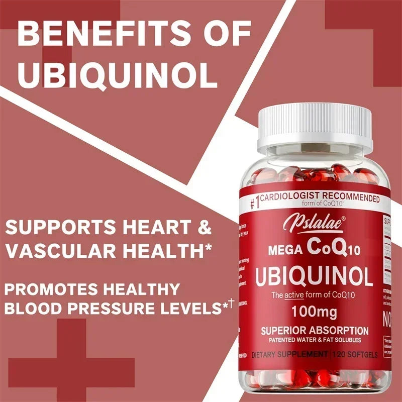 Mega Ubiquinol CoQ10 - Improves Blood Circulation, for Energy Production, Supports Heart and Cardiovascular Health