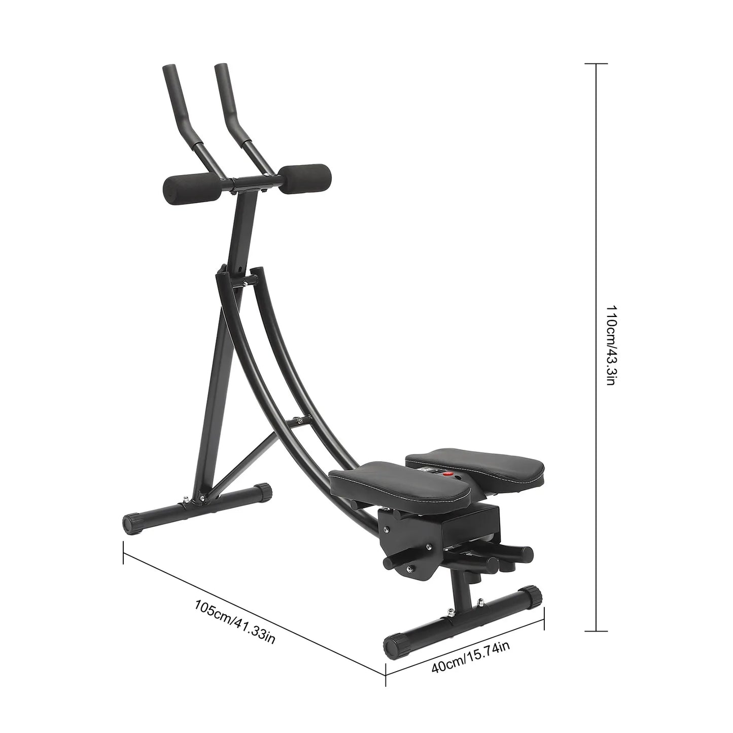 Adjustable Ab Machine, 3-Level Settings, Carbon Steel Frame, 330lbs Capacity, Silent Rollers