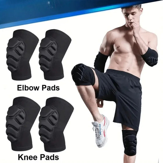 4PCS Elbow Pads Set for Sports, Thickened Adjustable Non-Slip Straps, Protective Gear for Volleyball, Basketbal