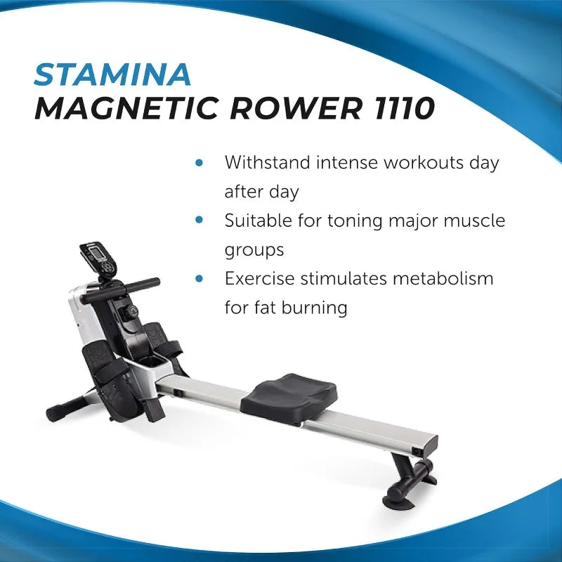 Stamina Magnetic Rower - Rower Machine with Workout App - Rowing Machine with Magnetic Resistance for Home Gym Fitness