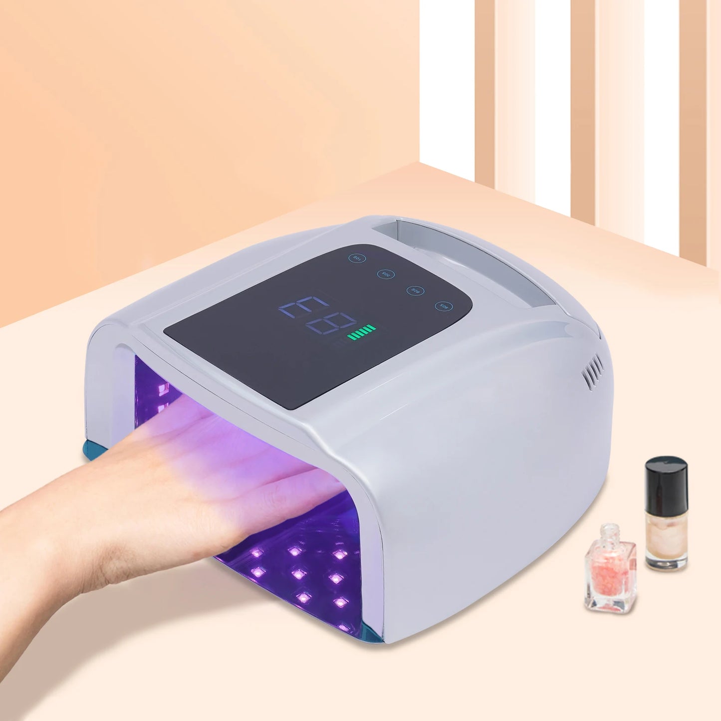 Nail Dryer 96W 42-Bead Professional Rechargeable UV LED Portable Cordless Nail Lamp Machine with Removable Stainless Steel