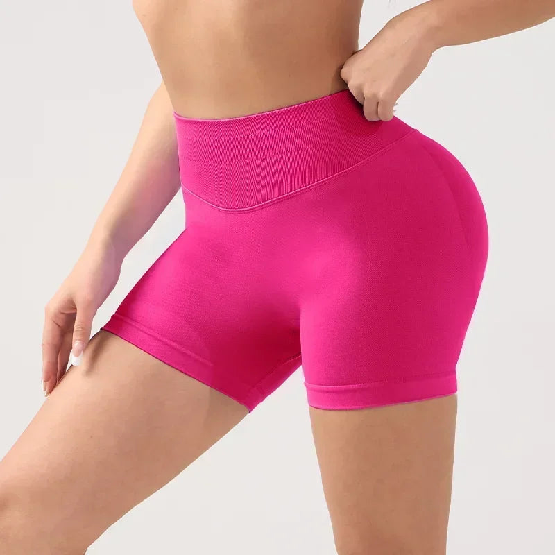1 Piece High Stretch Nude Yoga Shorts Cycling Pants For Running Gym Cycling Sports Women Sweat Absorbent Breathable Tight Shorts