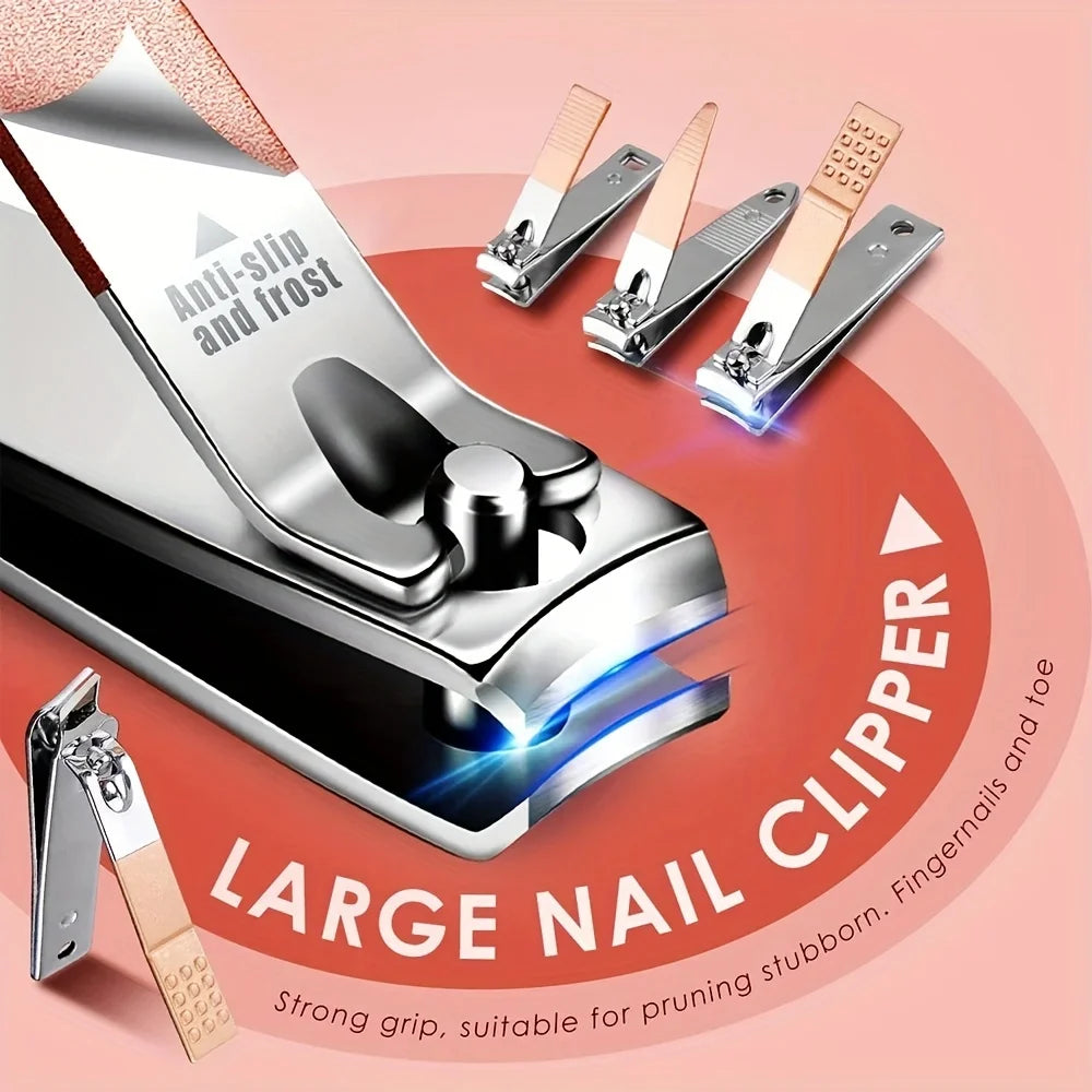 Pink 30 Pcs Manicure Set Professional Nail Clipper Set Stainless Steel Solid Manicure Kit Nail Care Kit With Pink Case Valentine