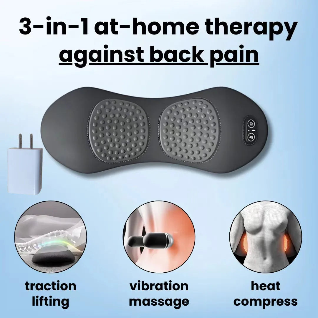 3-in-1 Back Massager with Relief Bed Sleeping Shiatsu Deep Tissue Portable Shoulder Lower Back Pain Relief Waist Massager