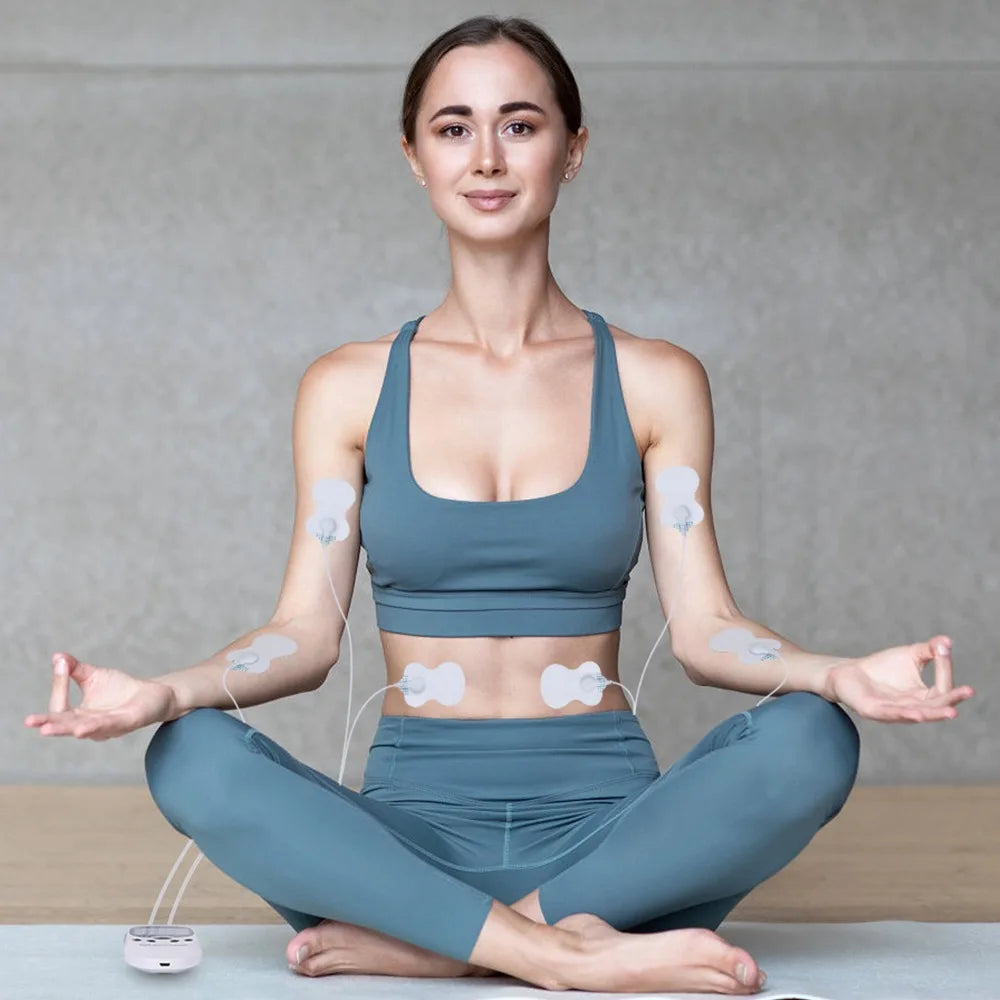 Electric Muscle Stimulator Dual Channels Pulse Massager Pain Relief Therapy Device with Electrode Pads Wires