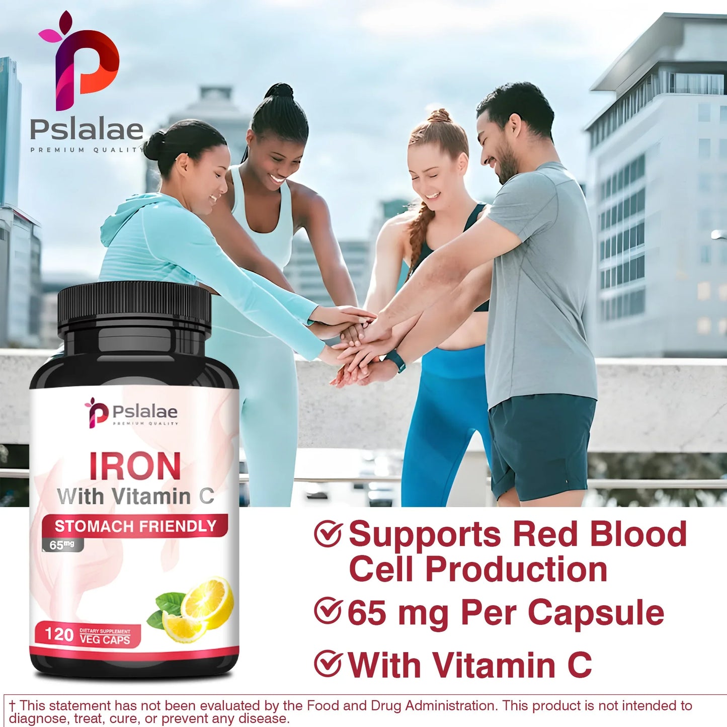 Iron 65 Mg - Supports Blood Cell Production and Promotes Heart, Brain, Muscle and Immune Health - 120 Capsules