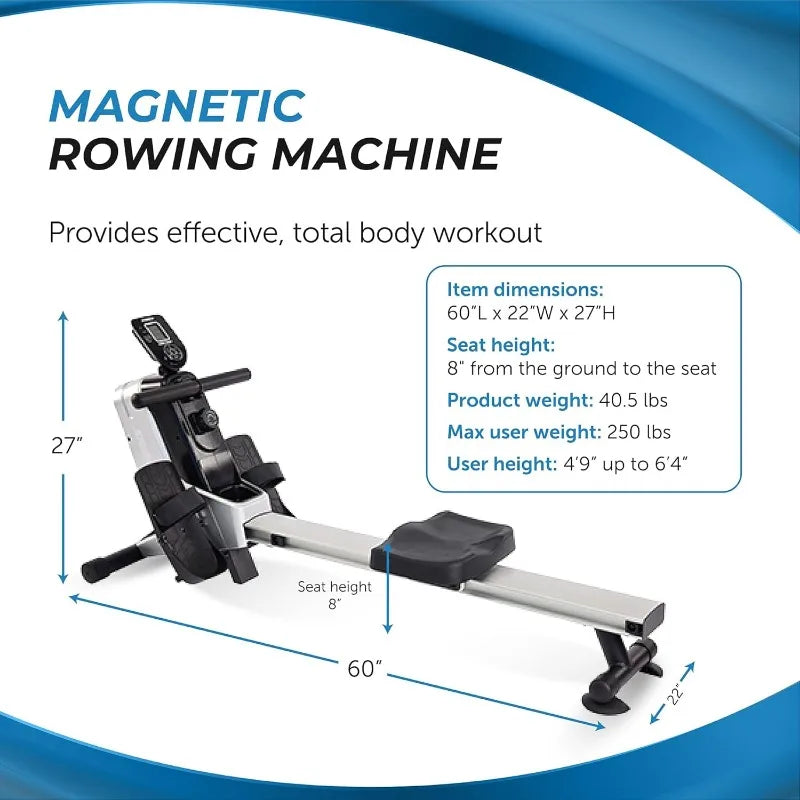 Stamina Magnetic Rower - Rower Machine with Workout App - Rowing Machine with Magnetic Resistance for Home Gym Fitness