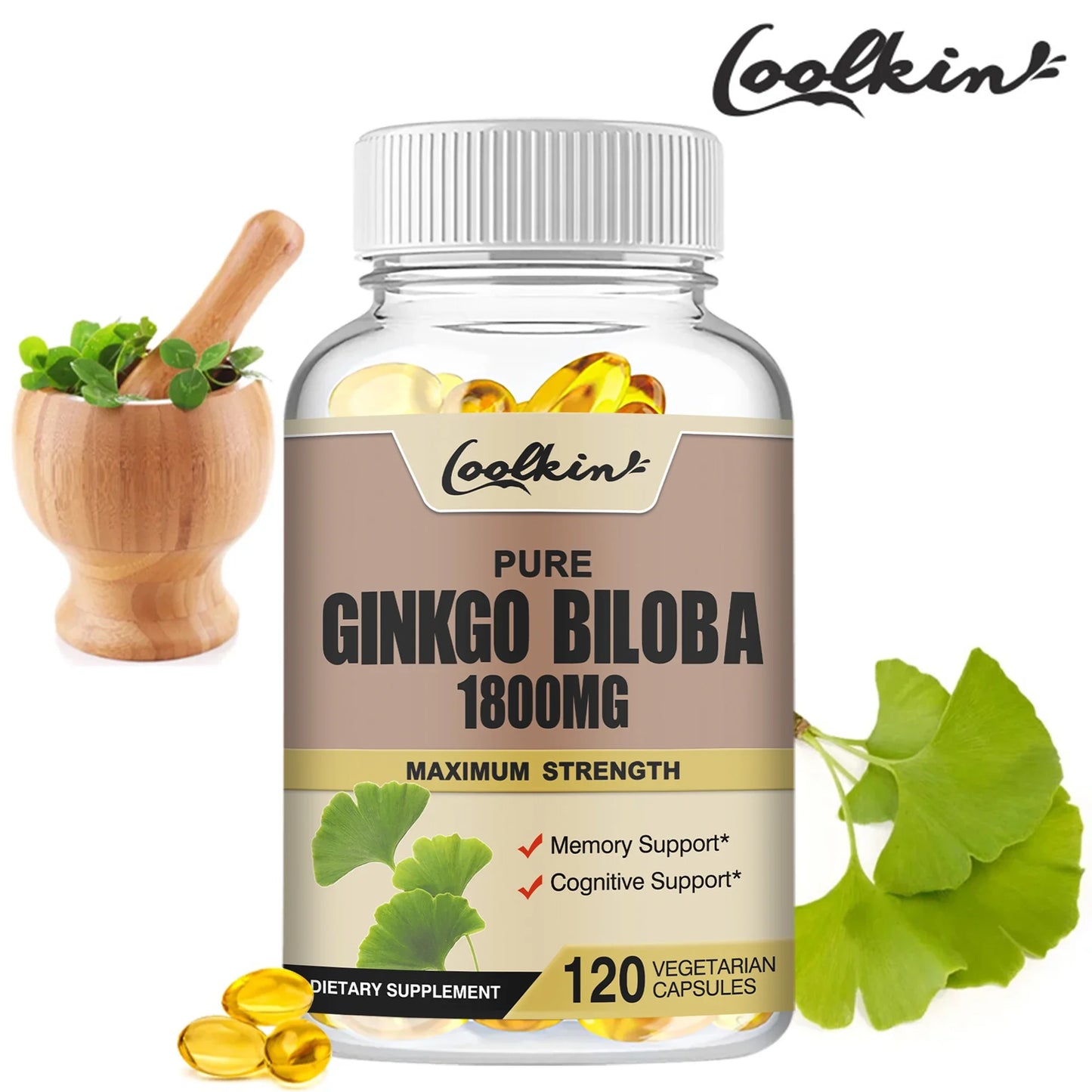 Ginkgo Biloba Leaf Extract - Promotes Brain Health, Enhances Memory and Cognition, Improves Mental Alertness - 120 Capsules