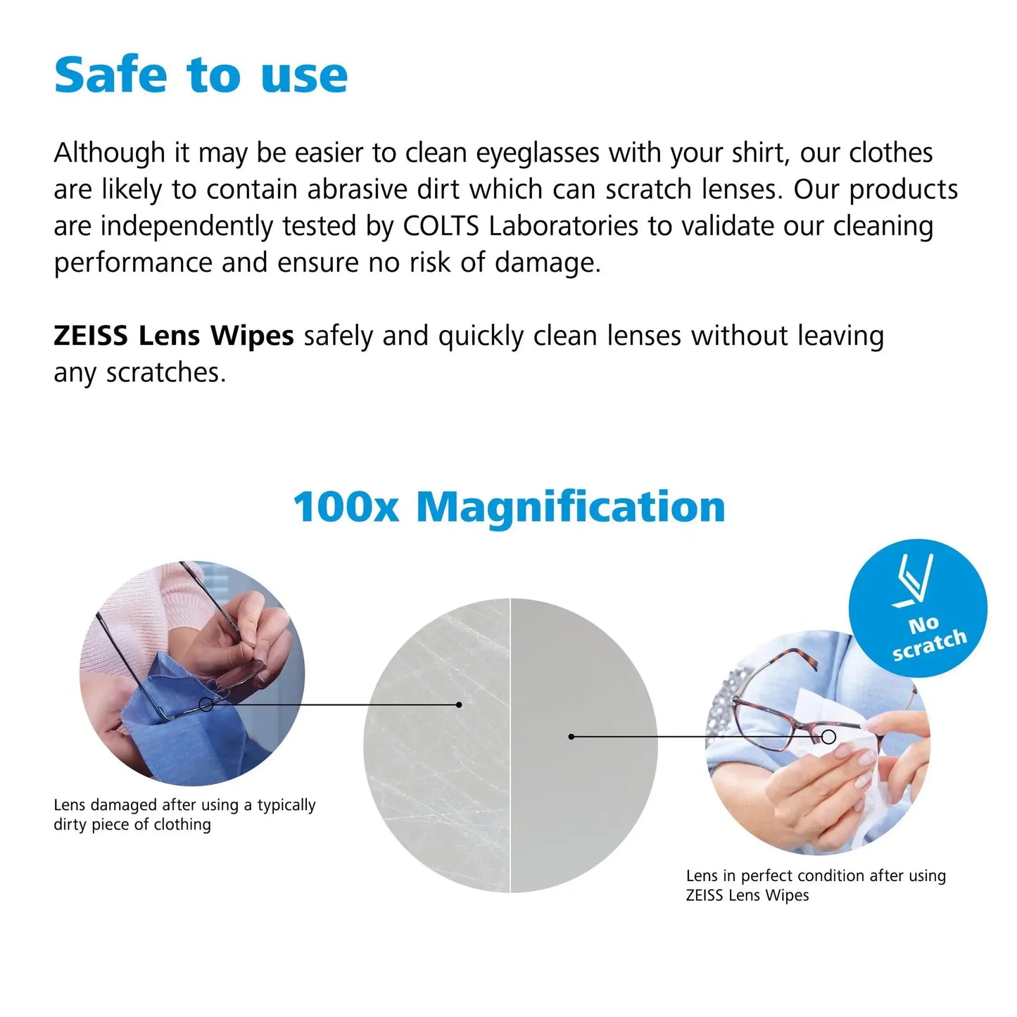ZEISS Gentle and Thorough Cleaning Eyeglass Lens Cleaner Wipes, 100 Count