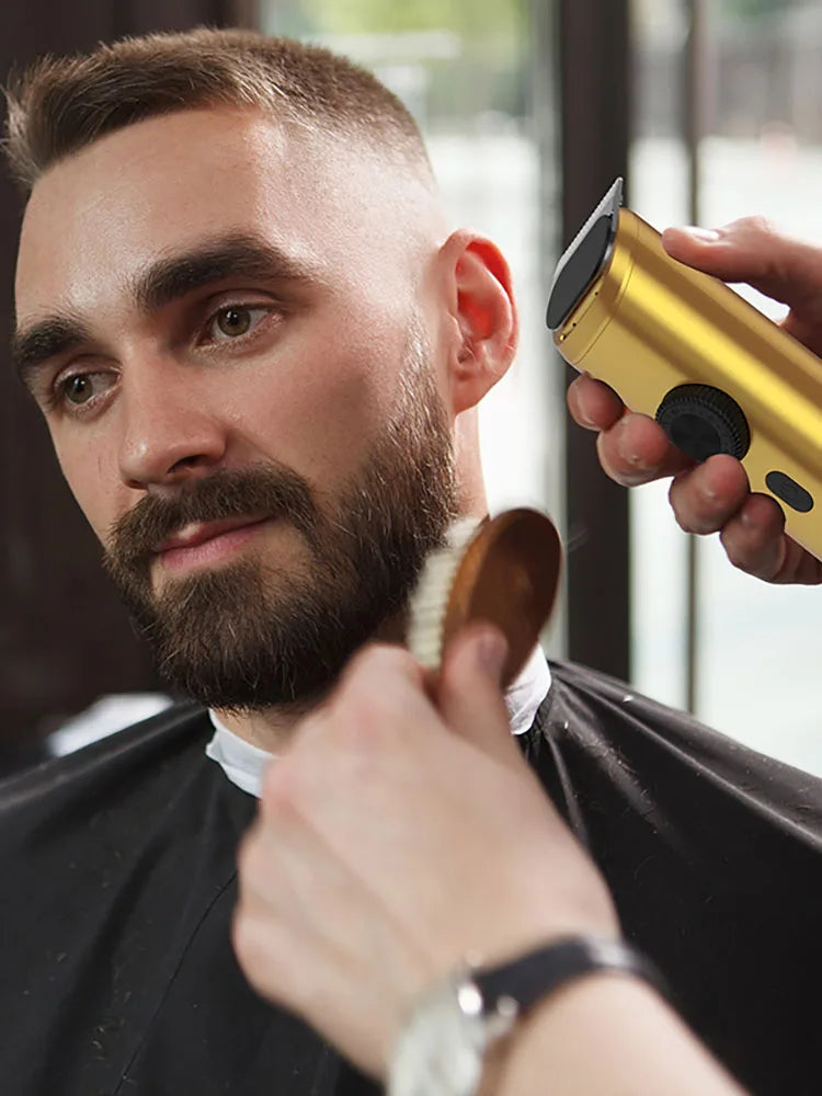 Professional Hair Clippers LED Display Electric Beard Trimmer Cordless Men's Grooming Kit Rechargeable Nose Trimmer Gold