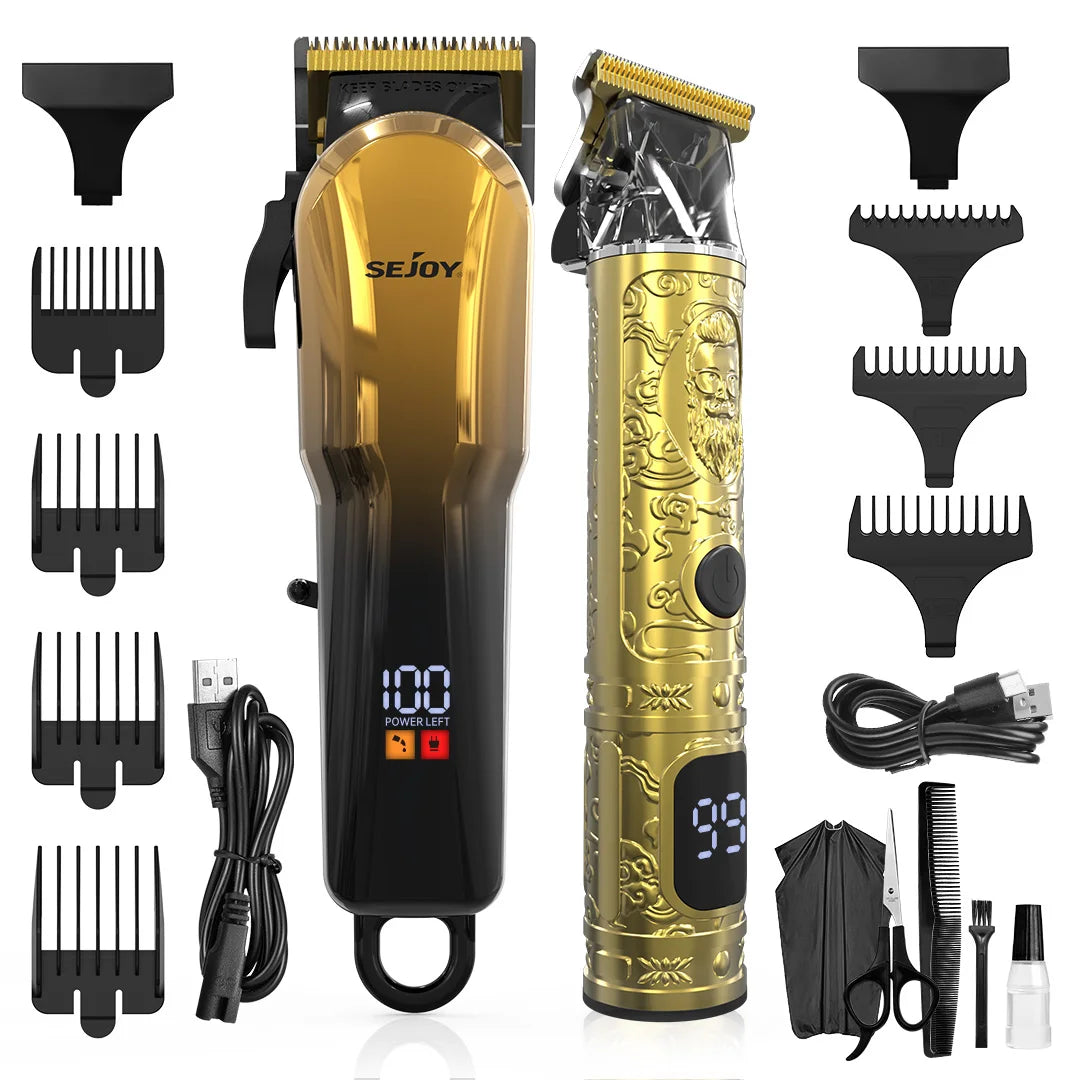 Professional Combo Kits For Men Adjustable Speeds Hair Clipper Rechargeable Electric Hair Trimmer Set for Barber