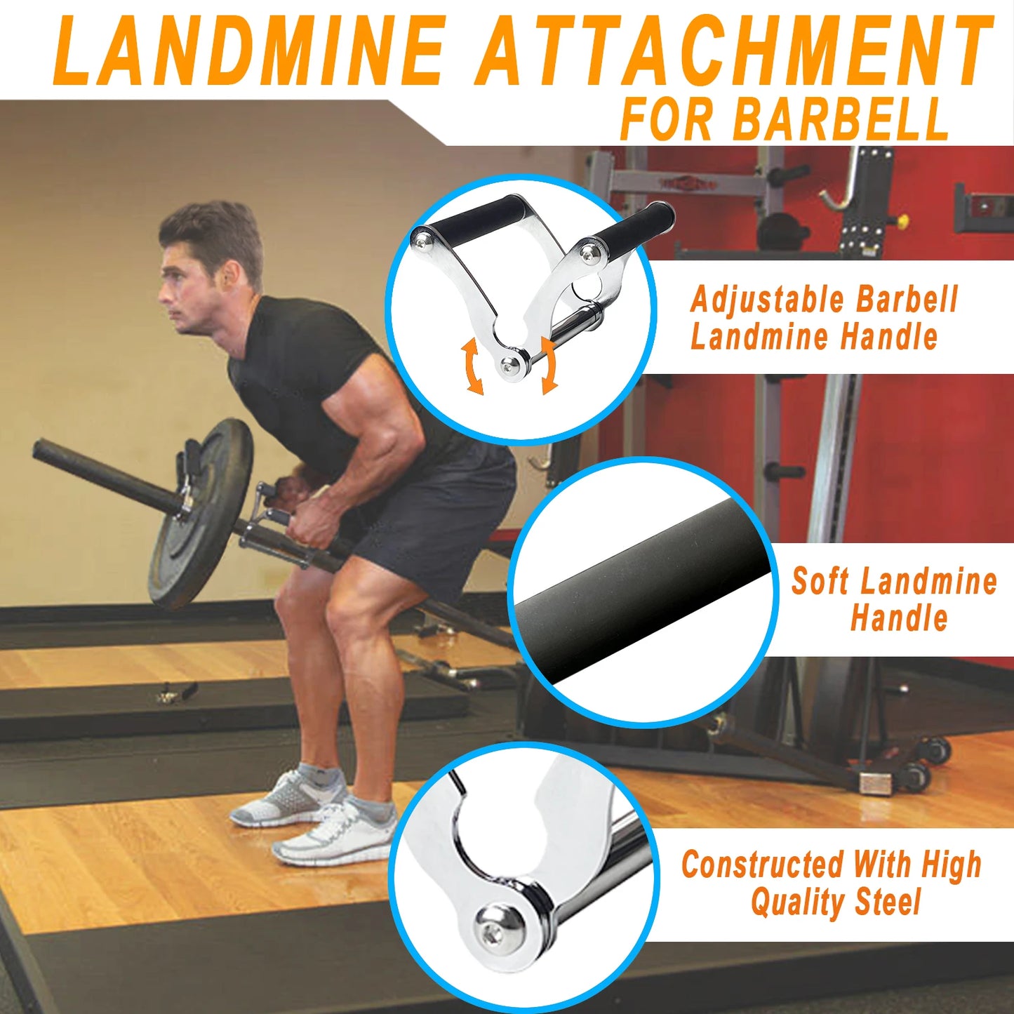 V Bar Row Landmine Handle Attachment for Barbell Bars ,T-Bar Row Attachment Core Strength Training Accessories
