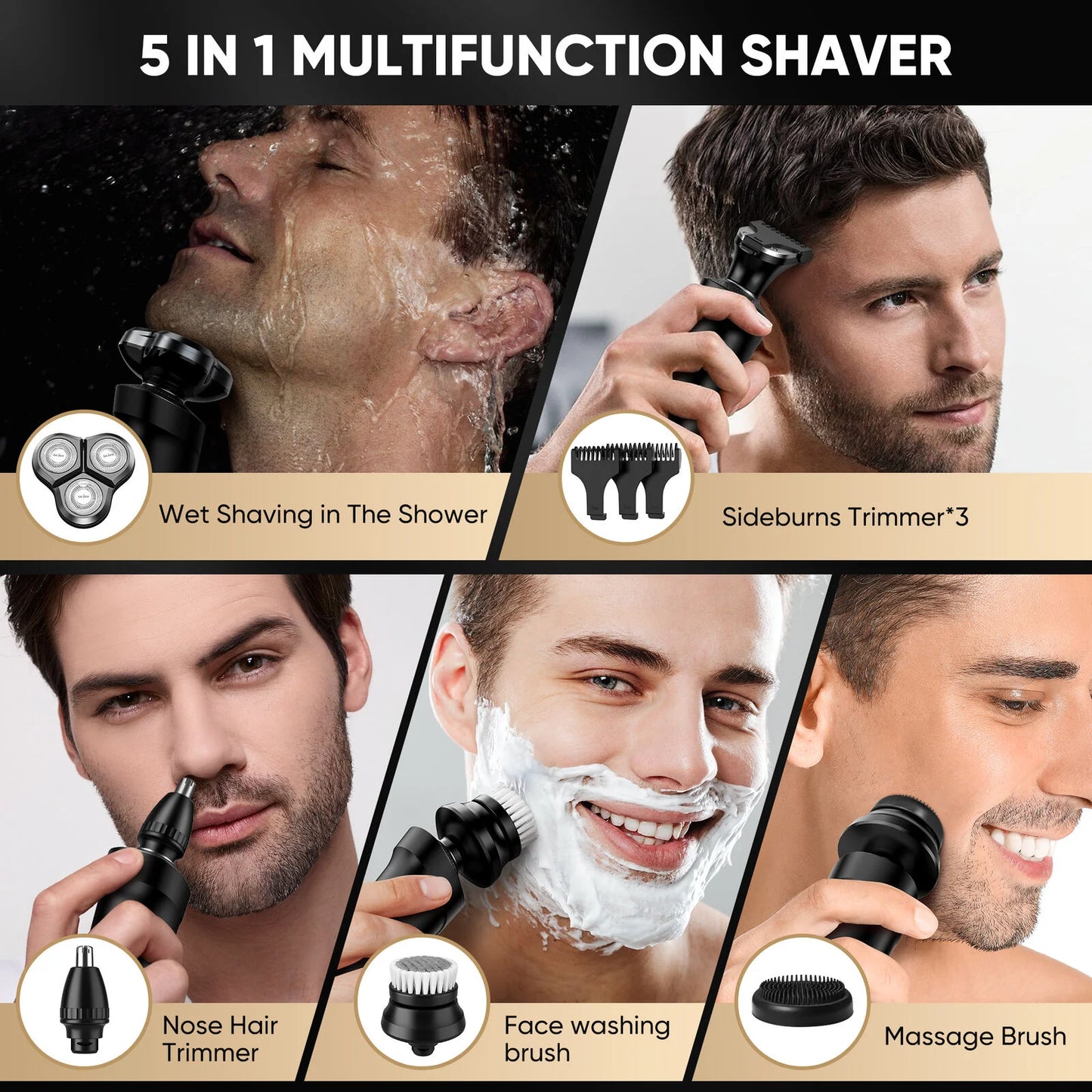 Men's Grooming Kit Electric Beard Trimmer Cordless Razor Hair Clippers Rechargeable Nose Trimmer