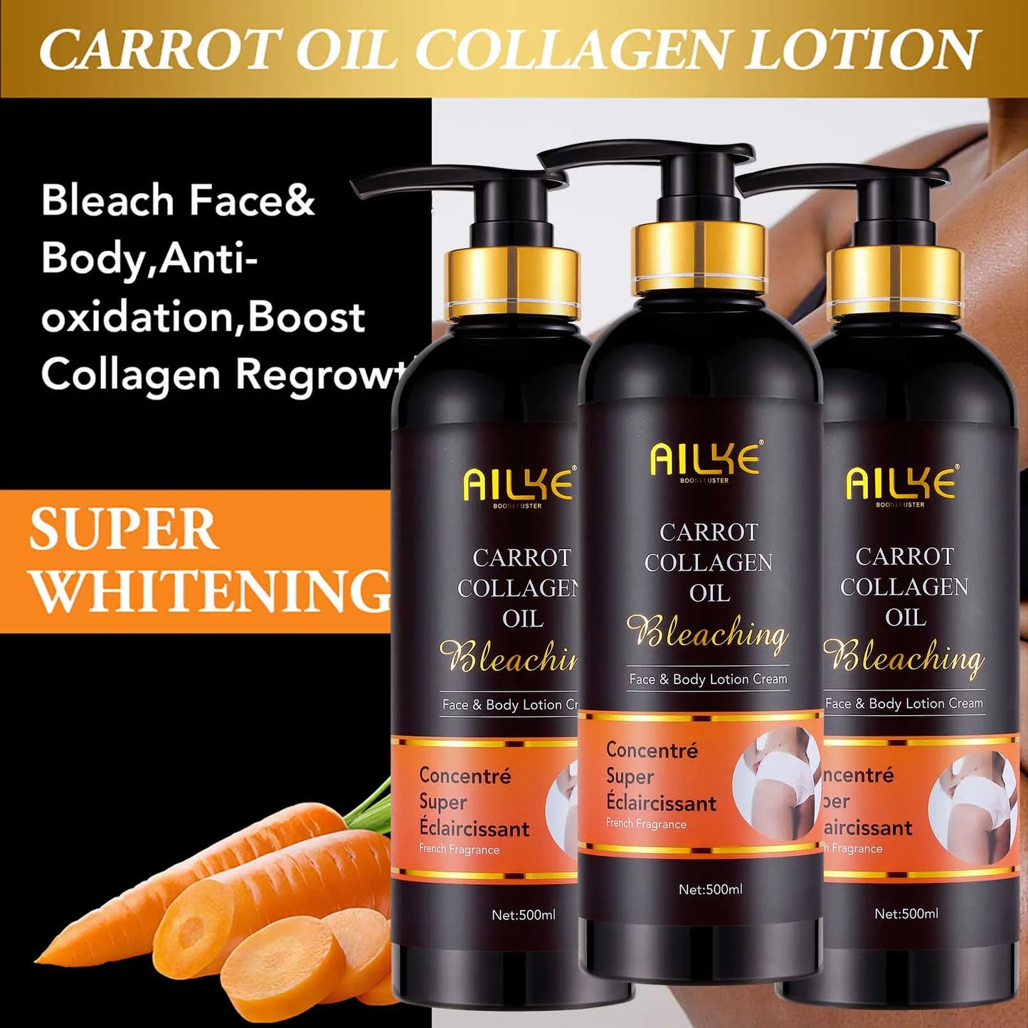 AILKE Collagen Whitening Set, Moisturizer, Hydration, Dark Spot Removal Cream, Brightening Body Lotion, Armpit Whitening Cream