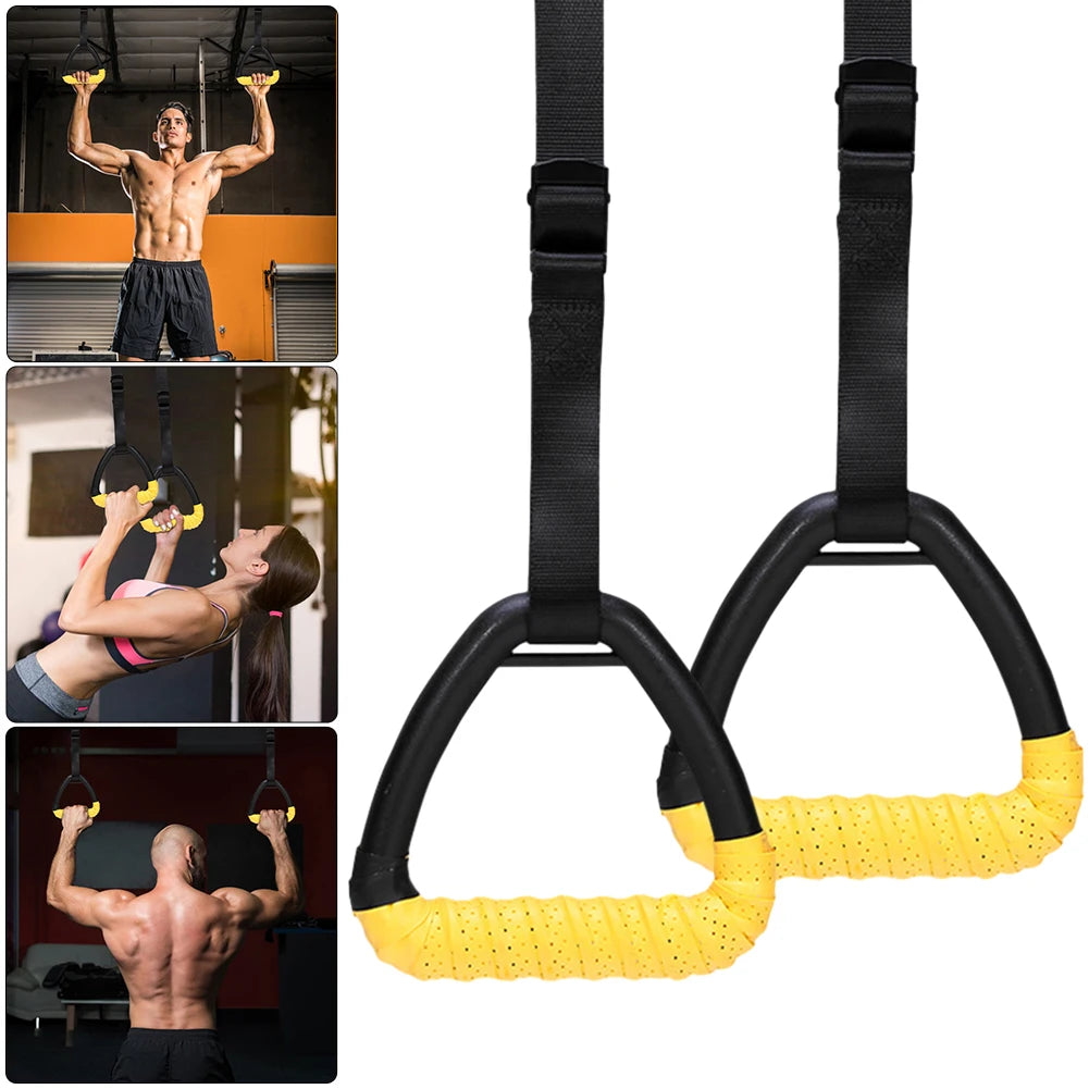 Gymnastic Rings with Adjustable Straps Pull Up Exercise Rings Home Fitness Equipment for Home Exercise Workout Fitness Training