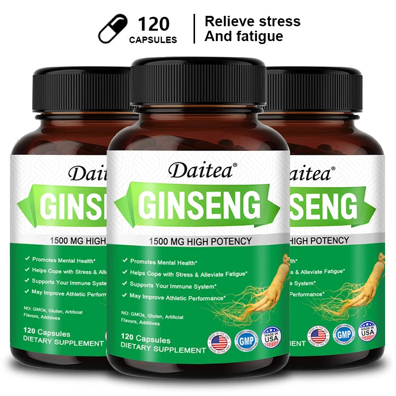 Daitea Ginseng Extract Capsules - 1500 Mg, Promotes Mental Health, Supports The Immune System, Helps Reduce Fatigue, Non-GMO