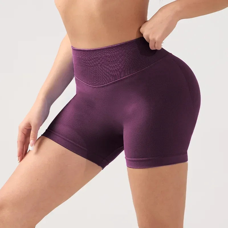 1 Piece High Stretch Nude Yoga Shorts Cycling Pants For Running Gym Cycling Sports Women Sweat Absorbent Breathable Tight Shorts