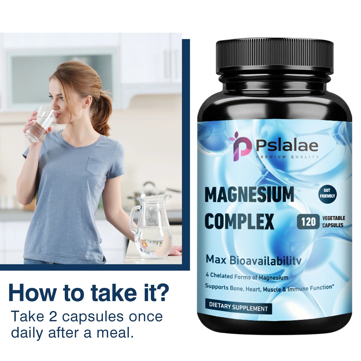 Magnesium Complex - Supports Deep Sleep, Promotes Muscle Growth, Bone, Brain, Heart Health - 120 Capsules