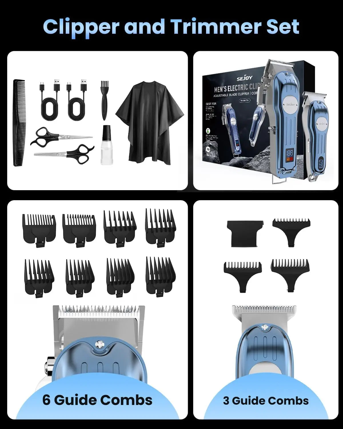 Professional Hair Clippers for Men Cordless Clippers and Trimmers Grooming Set  Haircut Machine  for Family