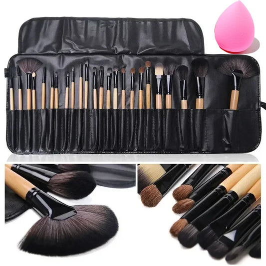 Free Gift Bag and Sponge for 24 pcs Makeup Brush Sets Cosmetics Brushes Eyebrow Powder Foundation Shadows Make Up Tools
