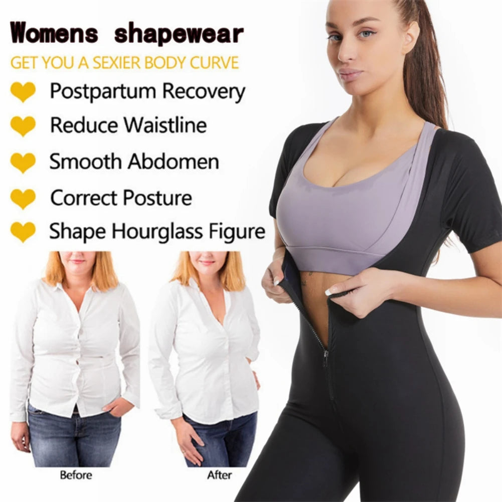 3-in-1 Zipper Body Shaping Sauna Suit For Women, Women's Sweatshirt, Running Fitness Sweat Absorption Sauna Suit