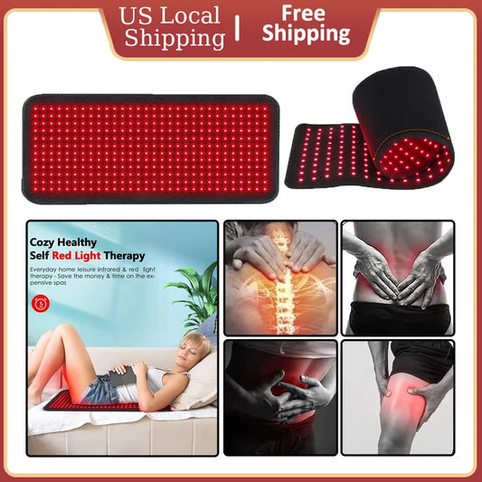 Red Light Therapy Pad Infrared Light LED Therapy Pad 31.6x11.8inch Lumbar Back Belt For Body Back Waist Knee Joint Pain Relief