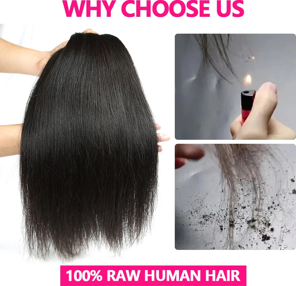 12A Double Drawn Straight Human Hair Bundle 100% Raw Human Hair 20 22 24Inch Unprocessed Virgin Human Hair Extension Top Quality