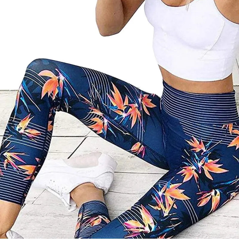 Printed Yoga Pants Women Push Up Professional Running Fitness Gym Sport Leggings Tight Trouser Pencil Leggins