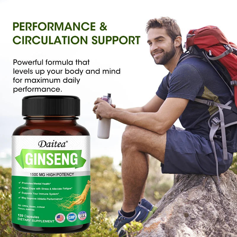 Daitea Ginseng Extract Capsules - 1500 Mg, Promotes Mental Health, Supports The Immune System, Helps Reduce Fatigue, Non-GMO
