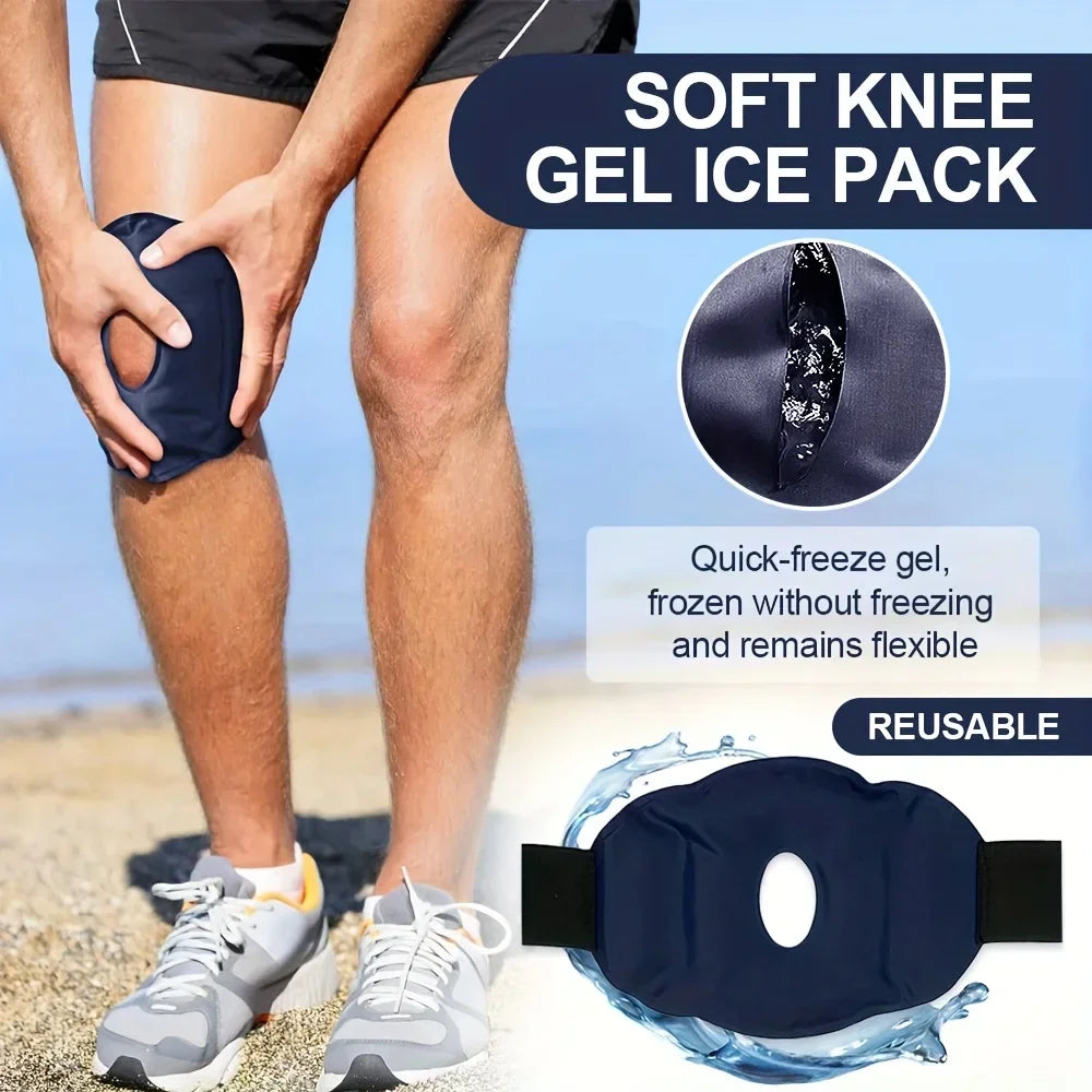 1/2pcs Gel Knee Ice Pack, Dual Temperature Hot and Cold Therapy, Reusable Nylon Compress for Joint Relief, Flexible Strap Design