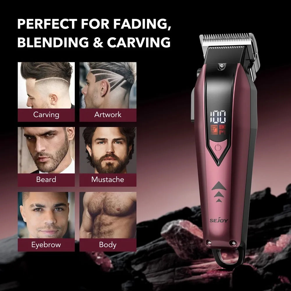 Professional  Hair Clippers for Men Trimmers Set for Barber Cordless with LED Display Slick Hair Cut Self-Sharpening Blades