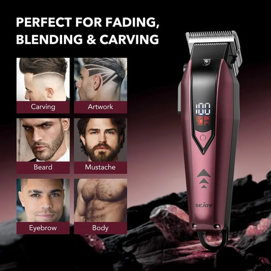 Professional  Hair Clippers for Men Trimmers Set for Barber Cordless with LED Display Slick Hair Cut Self-Sharpening Blades