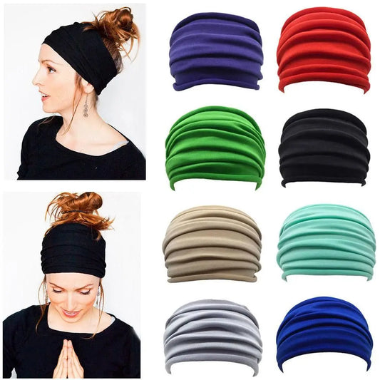New Nonslip Elastic Wide Sports Headband Turban Outdoor Running Headwrap Fold Yoga Hairband Stretch Hair Band Accessories