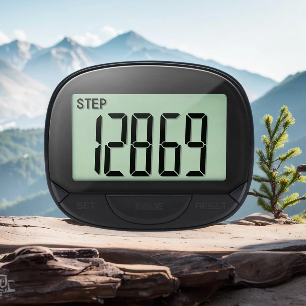 Clip-On Pedometer Electronic Pedometer Digital Display Simple Step Tracker Large Screen Multifunctional for Adults Seniors Dog