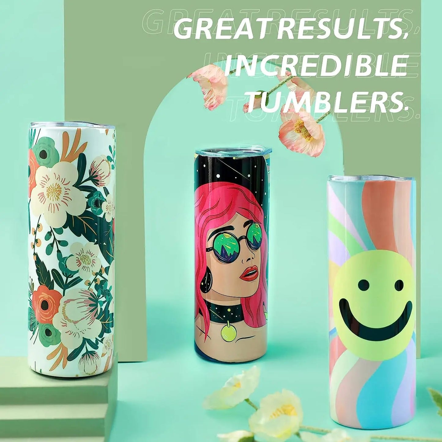 8 Pack 20 OZ Sublimation Tumbler Blanks Skinny Straight in Bulk, Stainless Steel Insulated Sublimation Tumbler