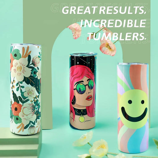 8 Pack 20 OZ Sublimation Tumbler Blanks Skinny Straight in Bulk, Stainless Steel Insulated Sublimation Tumbler