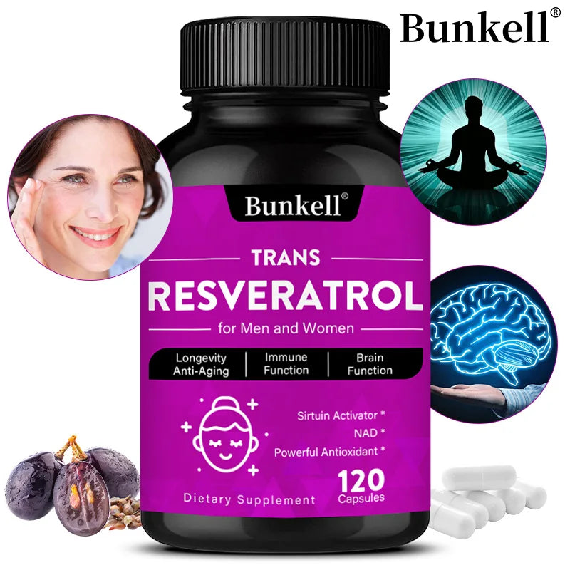 Resveratrol Antioxidant Supplement Support Brain Function Immune Health Balance Blood Sugar Energy Burn Fat Healthy Food