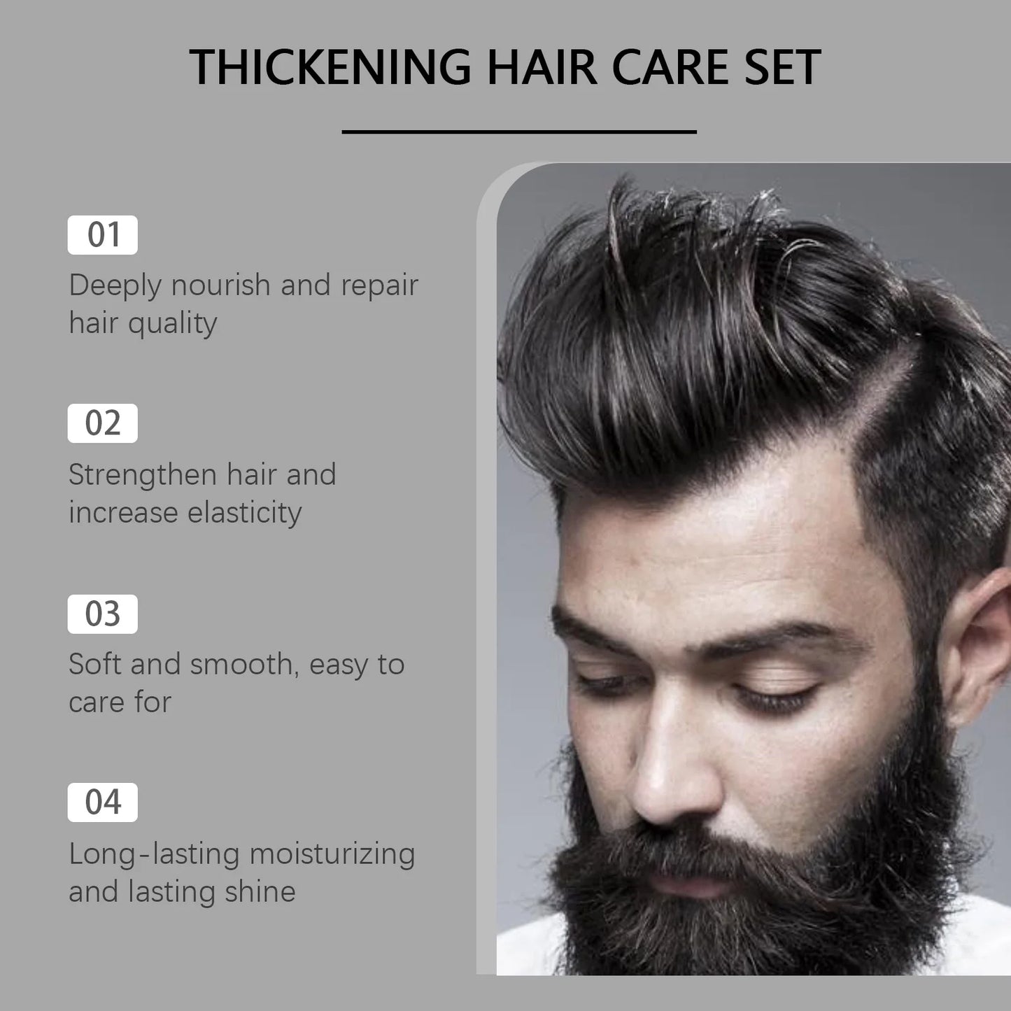 Men Hair Care Set Improve Dryness Roughness Non-greasy Fluffy Thickening Nourishing Volumizing Hair Shampoo and Conditioner Set