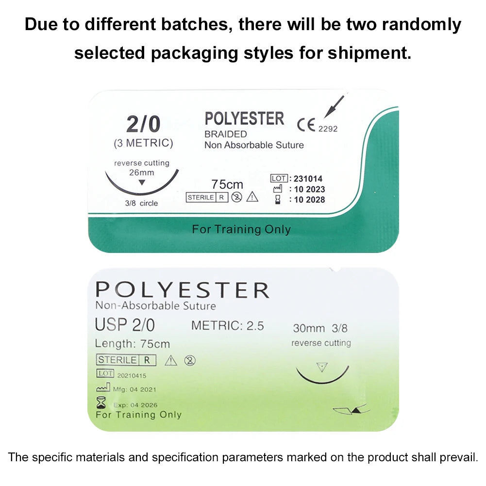 4/0 Monofilament Needle Suture Nylon Silk Surgical Simulation Suture Non-injured for Medical Students Education