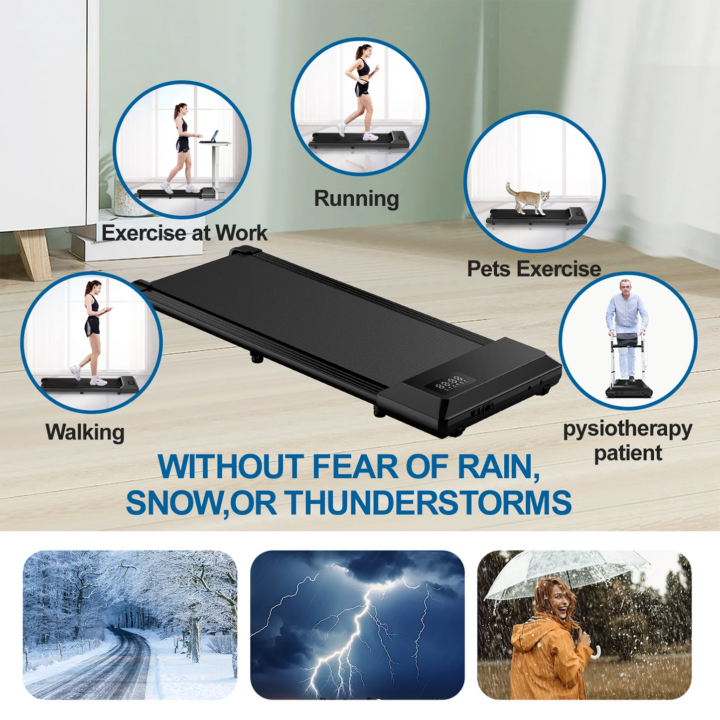 350lbs Treadmill for Home 2.5HP Treadmills Walking Pad LCD Digital Data Display 2in1 Walking Running Fitness Exercise Machine