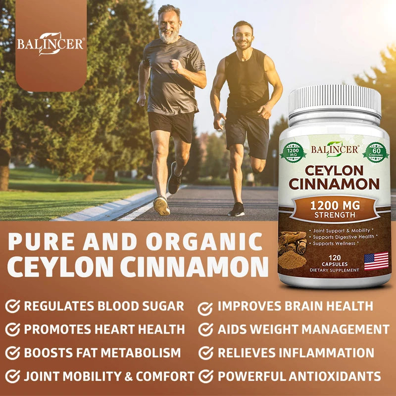 Premium Ceylon Cinnamon Supplement, Antioxidant, Blood Sugar Support, Blood Sugar Balance, Brain & Joint Health, 120 Capsules