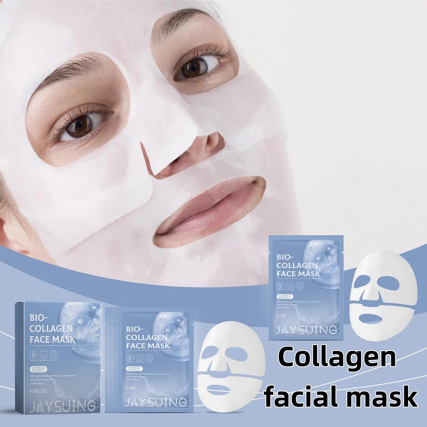 Jaysuing Collagen hydrating facial mask brightens skin tone and tightens skin with hyaluronic acid moisturizing facial mask