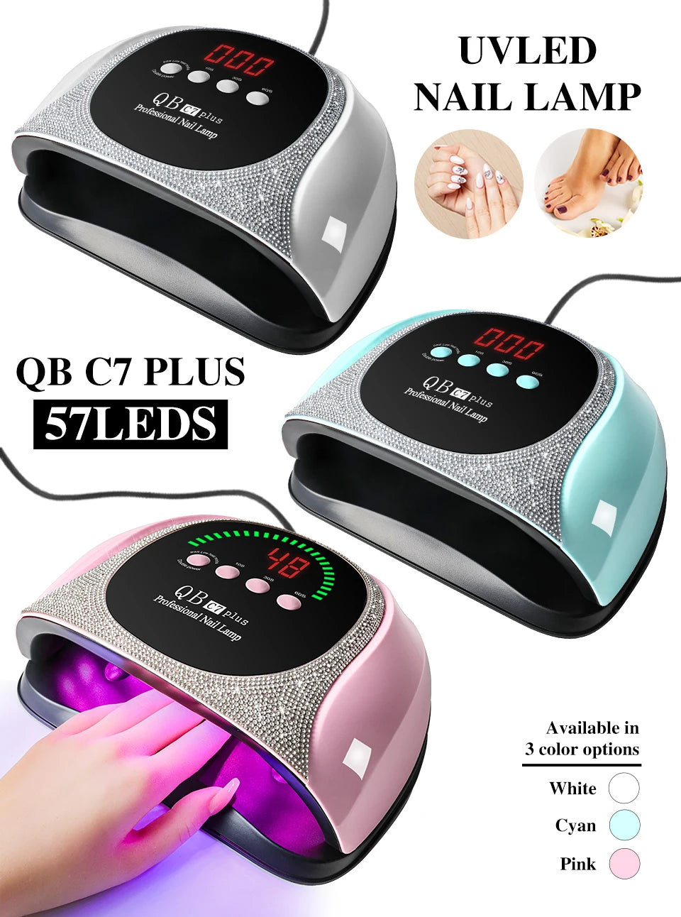 Professional UV/LED Nail Lamp 57 LEDS Quick Drying Gel Polish Curing Light With LCD Display Manicure Equipment for Acrylic Gel