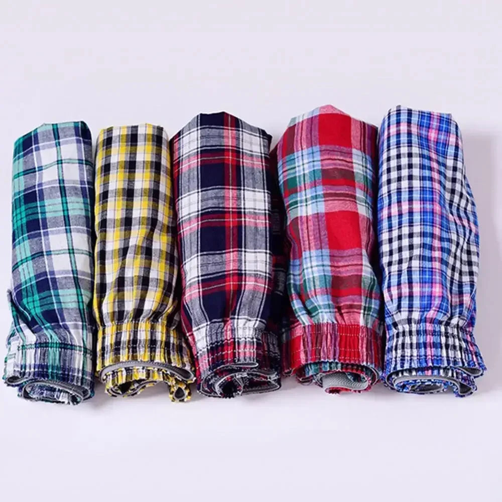Men's Cotton Arrow Boxers Casual Plaid Print Elastic Waist Men Underwear Summer Loose Breathable Beach Pants Boxers Shorts