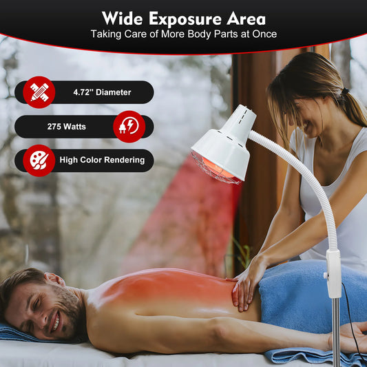 275W Infrared Heat Lamp, Single/Dual Adjustable Temperature Heat Lamp w/ Base for homes, spas and beauty salons