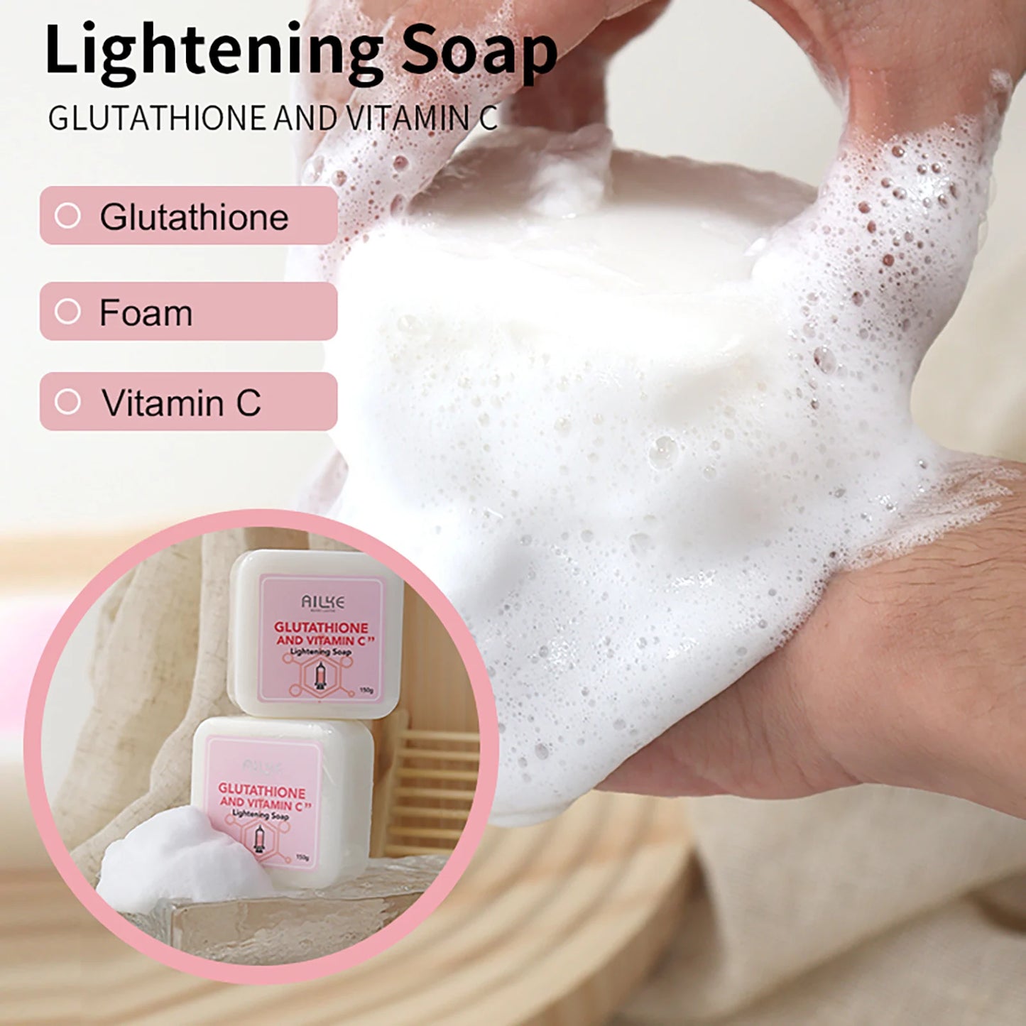 AILKE Glutathione & Vitamin C Kit, With Whitening Lotion, Moisturizing Cream, Lightening Soap, Spa Oil, Glowing Body Cream, Gift Set